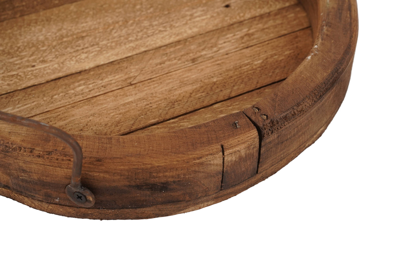Round Farmhouse Reclaimed Wood Tray 12"
