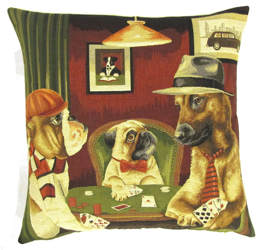 Card Game Dogs Cushion Cover 18"