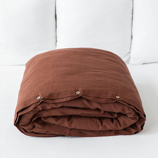Chocolate linen duvet cover Queen