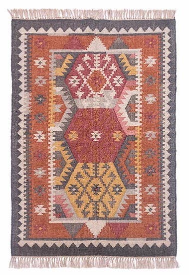 4 x 6' Handmade Wool Kilim Rug — Gerua