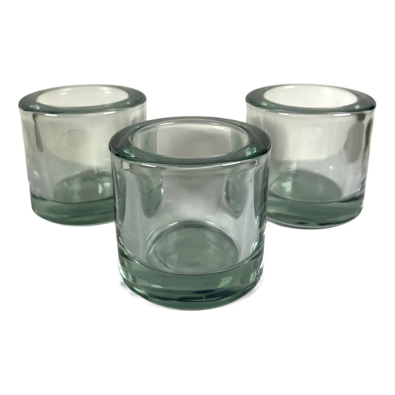 Heavy Glass Votive Holder Green