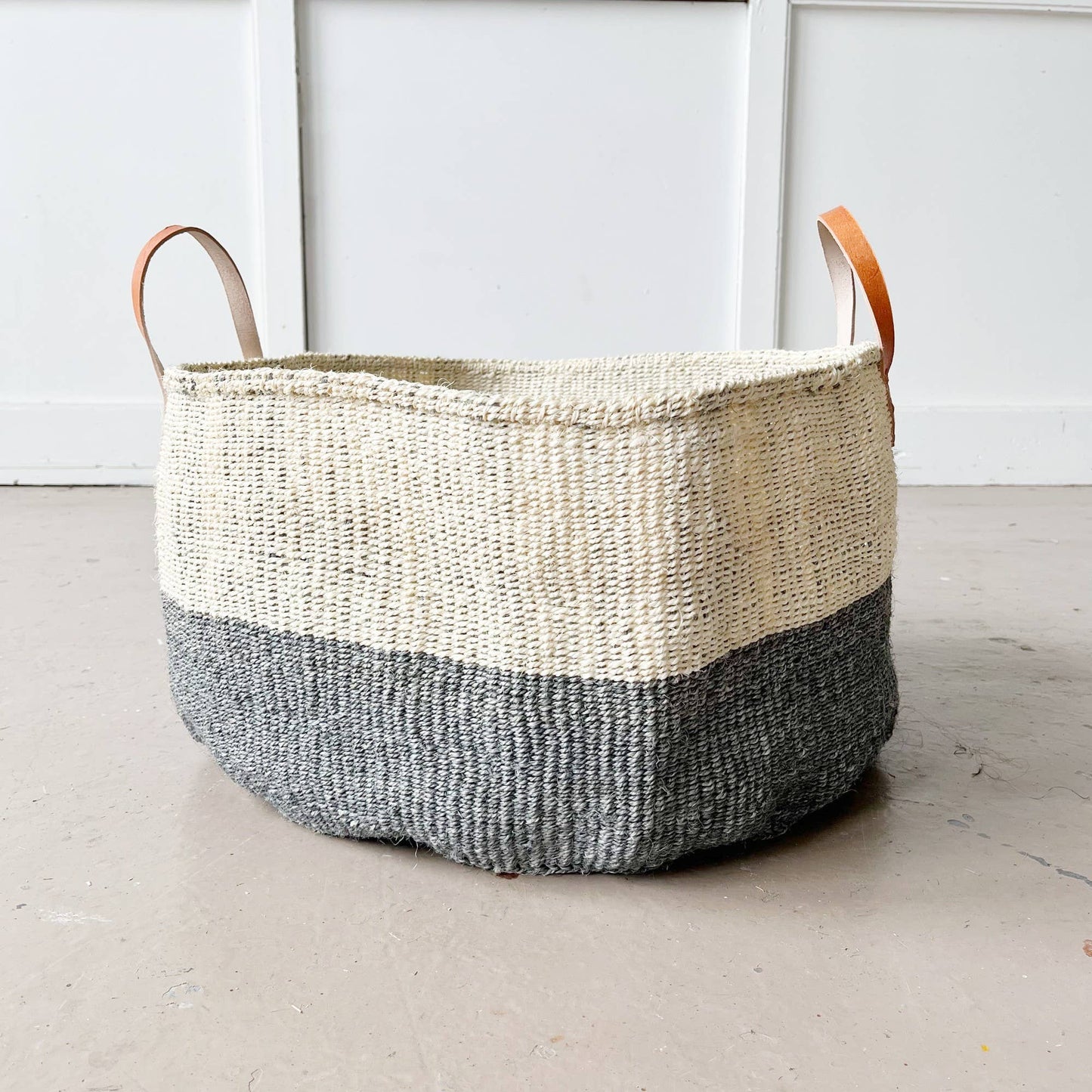 XL Floor Basket: White & Stone