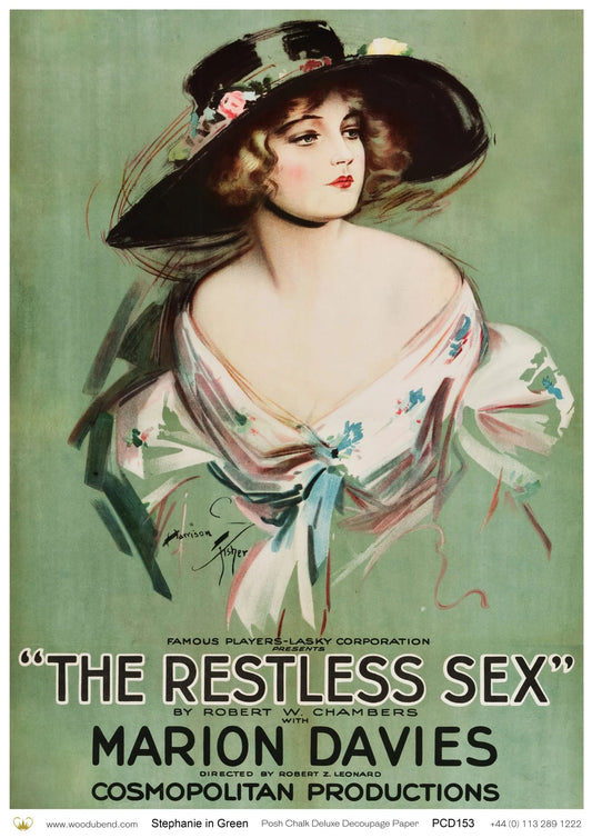 Stephanie in green A3 posh chalk deluxe decoupage