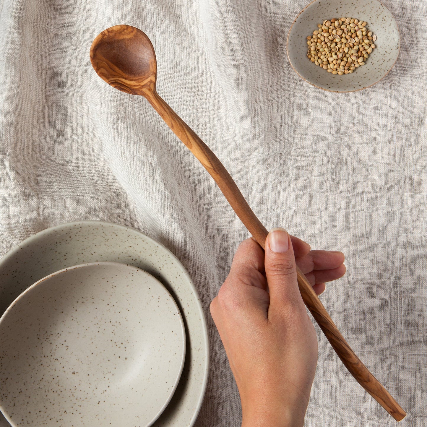 Olive Wood Wavy Spoon