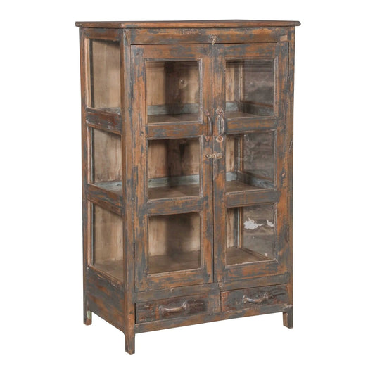 Dark Blue Teak Cabinet with Glass