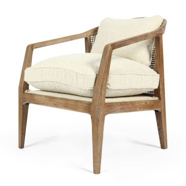 Rattan boucle accent chair