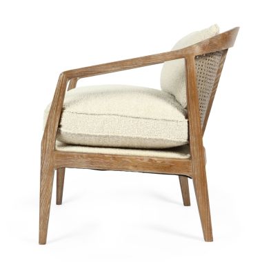 Rattan boucle accent chair