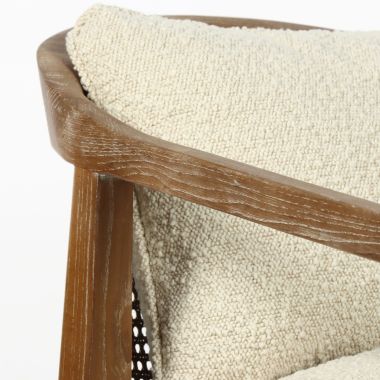 Rattan boucle accent chair