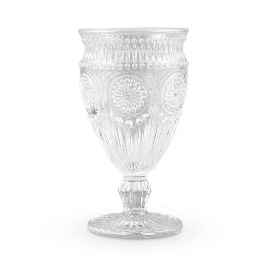 Vintage Style Pressed Glass Wine Goblet Clear