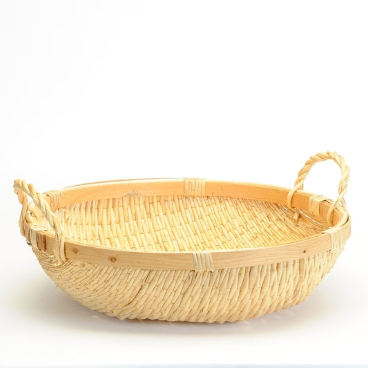 Low round basket w/handles