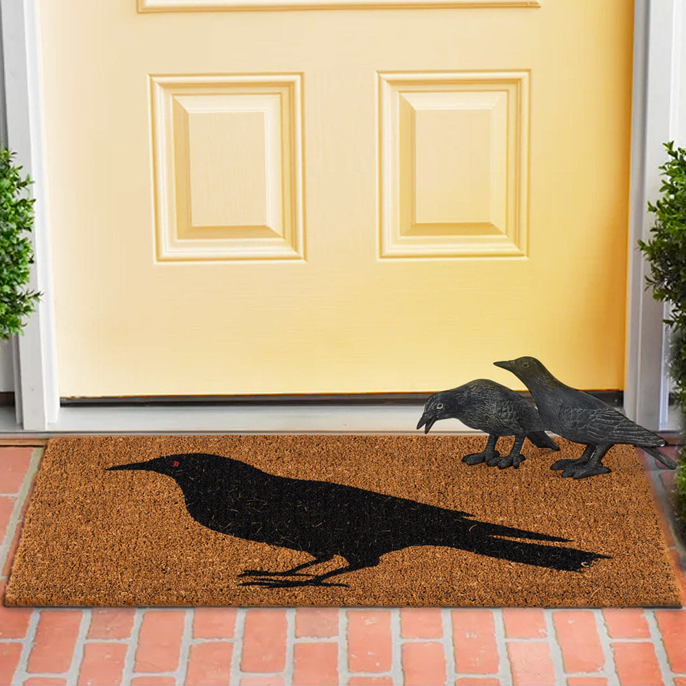 Standing crow raven doormat 18x30"