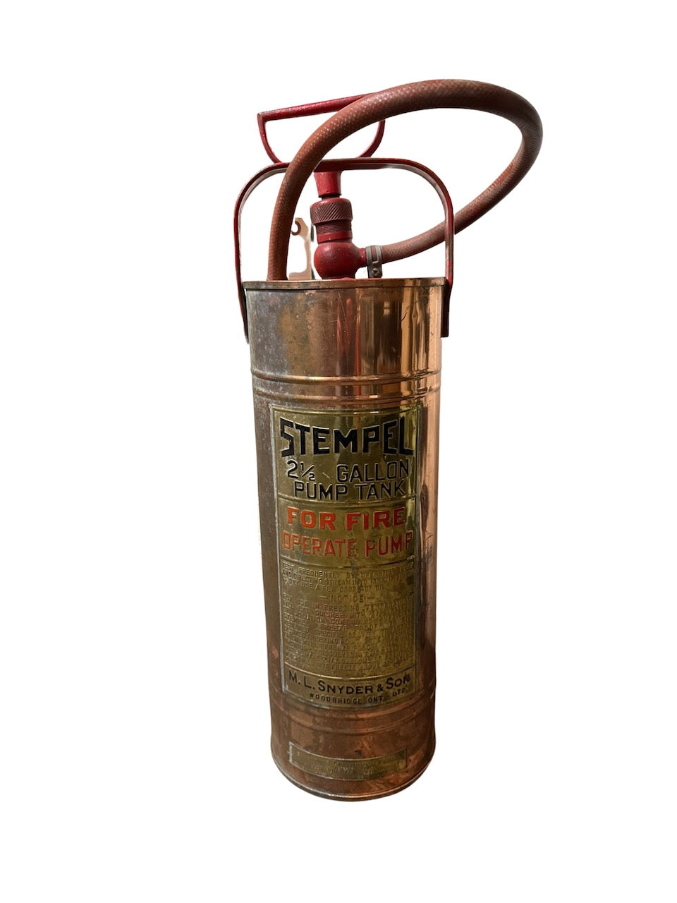 Vintage Stempel 2.5gal copper fire extinguisher