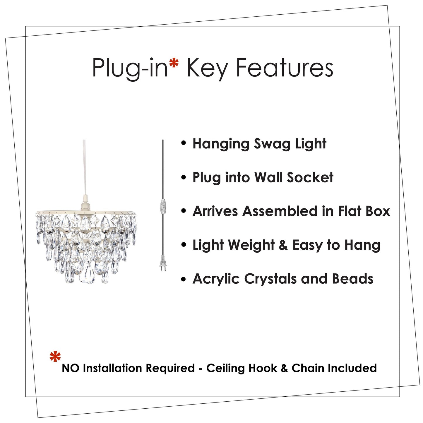 1 light dome clear plug in chandelier