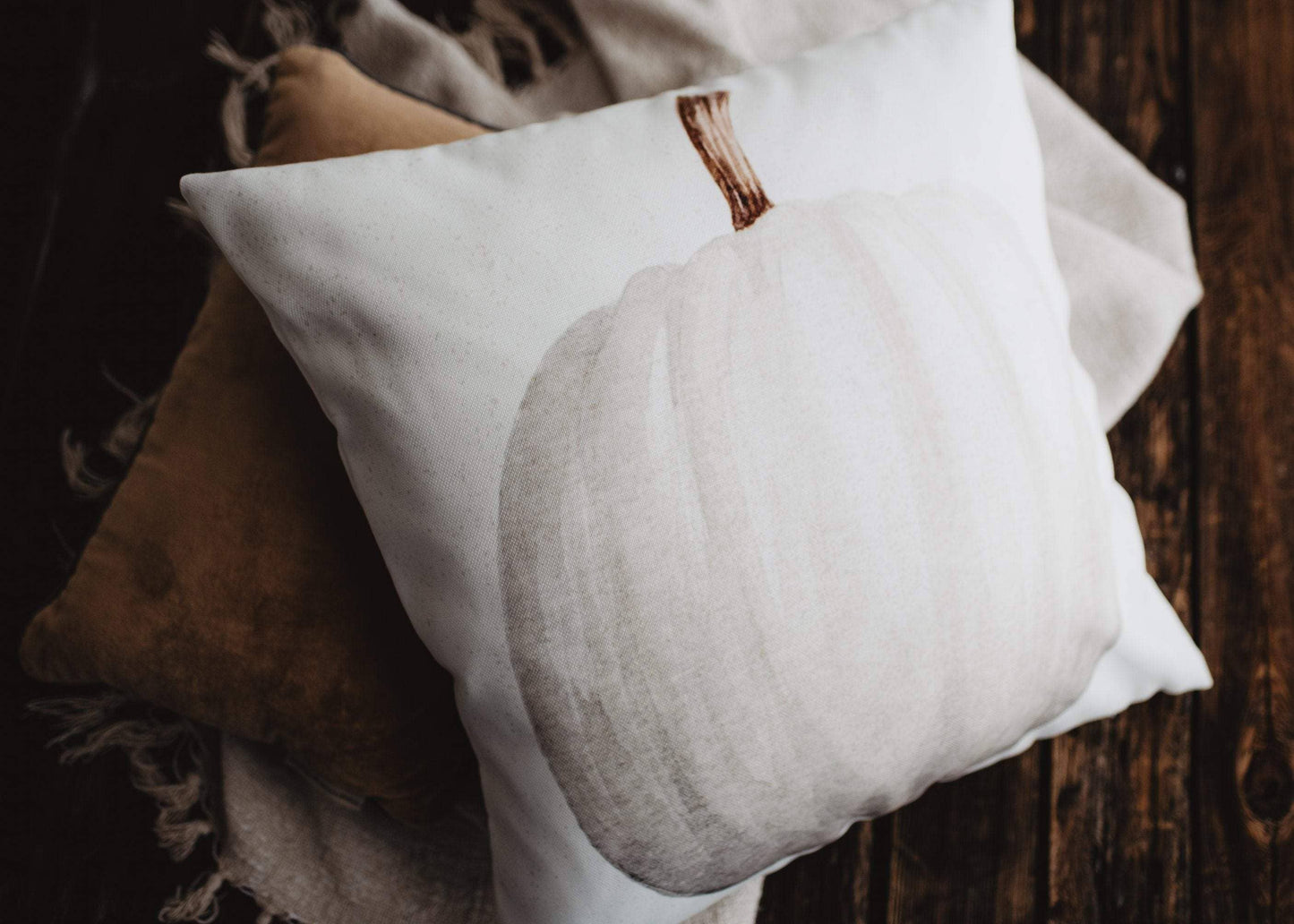 White Straight Stem Pumpkin Pillow