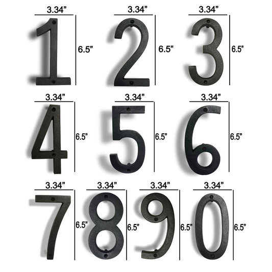 Wrought iron floating house numbers 6.5"