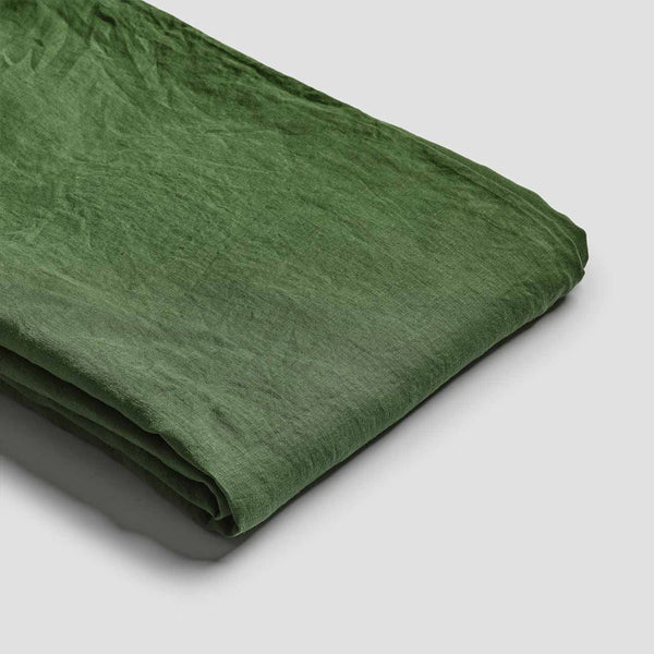Forest Green Linen Flat Sheet King