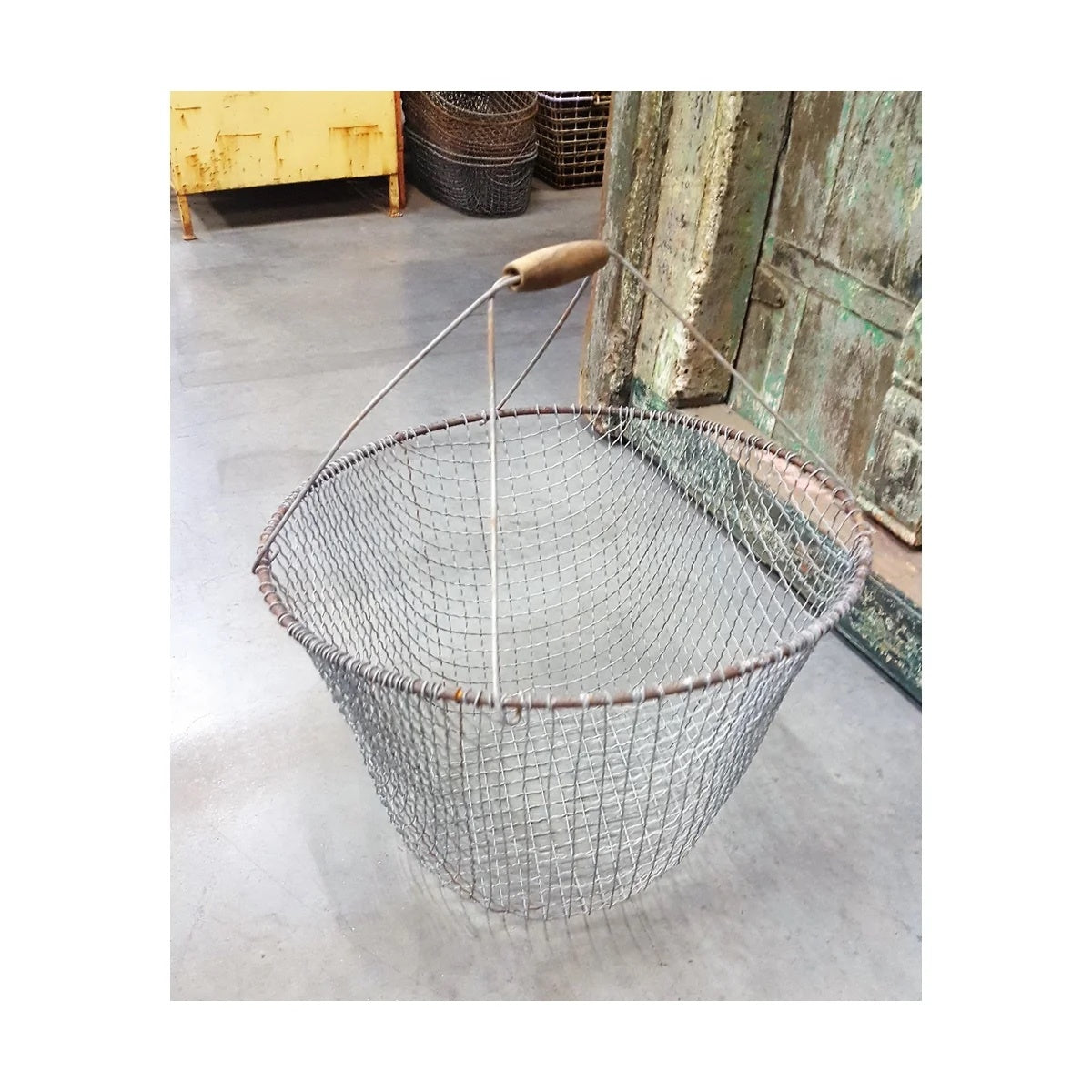 Antique German wire basket with handle
