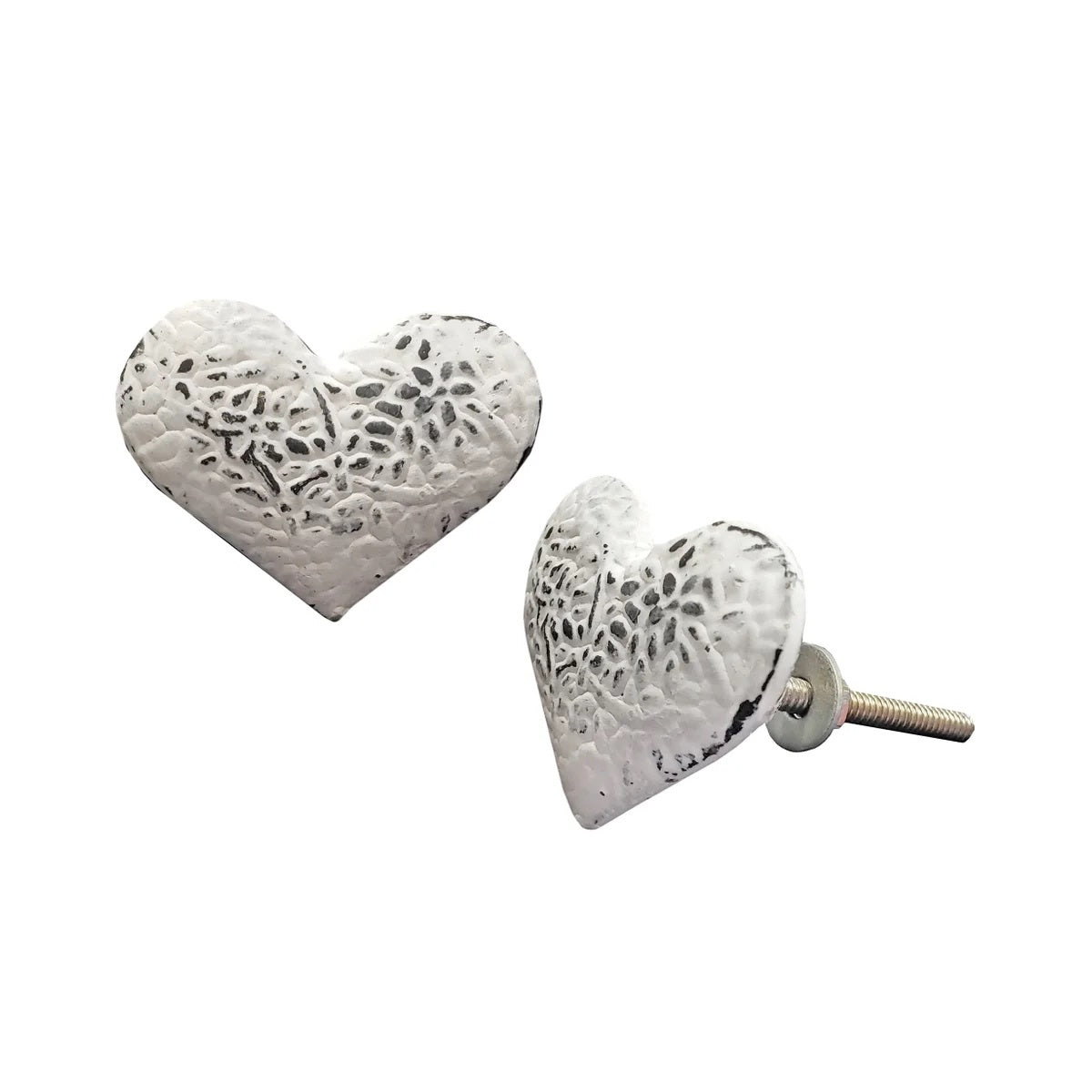 heart knob distressed white
